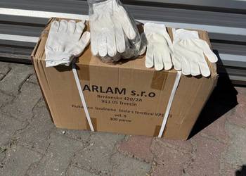 Rękawice robocze bawełniane białe nakrapiane – rozmiar 9