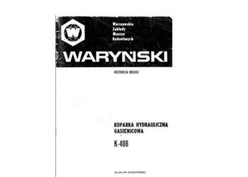 WARYŃSKI K-408 dtr INSTRUKCJA OBSŁUGI wysyłka !