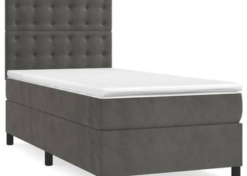 Łóżko kontynentalne z materacem i LED szary aksamit 80x200 cm WM-3136330