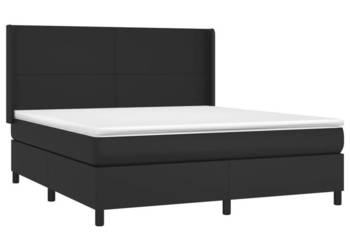 Łóżko z Materacem Kontynentalne Czarne Ekoskóra LED 160x200cm WM-3139271