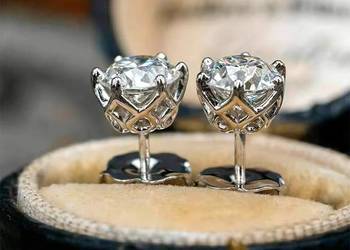 Kolczyki srebro próba 925 Moissanit jak diamen