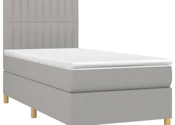 Łóżko kontynentalne z materacem jasnoszare tkanina 80x200 cm WM-3135549
