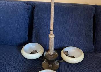 Piękna stara wisząca lampa art deco mosiądz lata 40 żyrandol frędzle