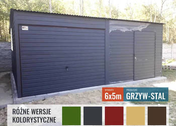 Garaż Blaszany z bramą i drzwiami-jednospadowy 6x5-Grzywstal