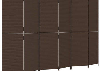 Parawan 6-panelowy brązowy polirattan WM-365353