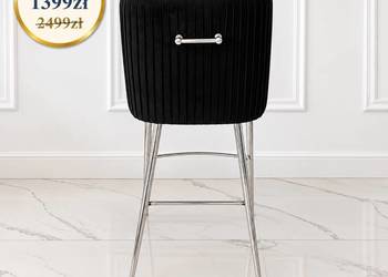 Nowoczesny hoker glamour w tkaninie velvet czarny srebrny