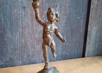 Stary mosiężny świecznik zabytek PRL lub starszy