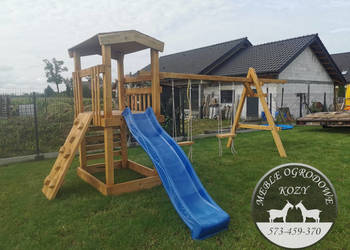 PROMOCJA / ogrodowy drewniany plac zabaw z domkiem / solidny