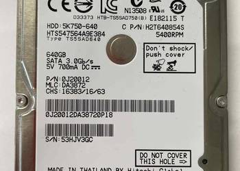 Dysk twardy 2,5' 640GB Hitachi 5K750-40 - stan bardzo dobry