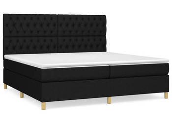 Łóżko kontynentalne z materacem czarne tkanina 200x200 cm WM-3142603