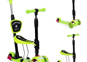 Hulajnoga trójkołowa balansowa led 3w1 świecące kółka - Zielona ECOTOYS