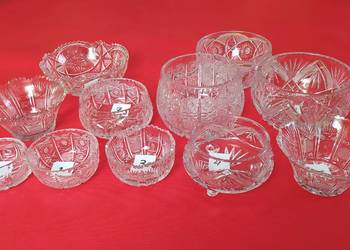 Miski kryształowe o różnych wielkościach. Kolekcja 11 szt.