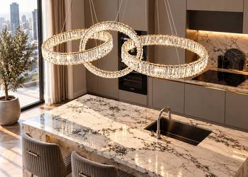 Żyrandol ECLIPSE MAX Srebrny Lampa Wisząca Podłużna Glamour Nad Stół LED