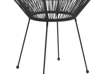 Stolik ogrodowy czarny Ø70x74 cm rattan i szkło WM-312165