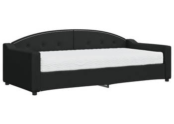 Sofa z materacem do spania czarna tkanina 90x200 cm WM-3197514