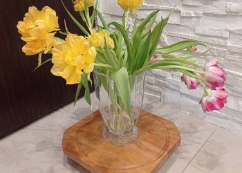 podstawka pod kwiaty, donice, wazy, wazony,na kółkach, drewniana 32 x37 cm