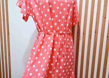 L-XL Sukienka lato koralowa kropki