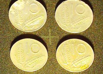 Monety – 4 sztuki, 10 włoskich lirów z 1982, 1979 i 1954 r.,
