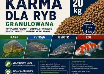 Karma pasza dla ryb karp koi pstrąg jesiotr sandacz 20kg