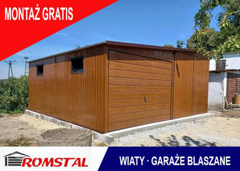 DREWNOPODOBNY Garaż Blaszany 7x6 - Magazyn / Wiata - Romstal a41v14