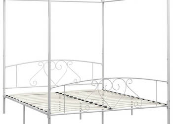 Rama łóżka z baldachimem biała metalowa 180 x 200 cm WM-284431
