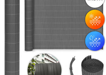 Dwustronna mata bambusowa 100x500 cm na balkon taras ogrodzenie antracyt M…