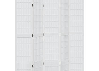 Parawan pokojowy 5-panelowy biały lite drewno paulowni WM-358792