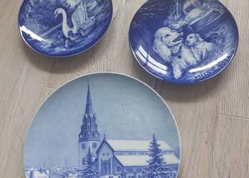 Trzy talerze porcelanowe ozdobne