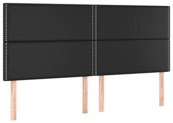 Zagłówek do łóżka czarny 200x5x118/128 cm sztuczna skóra WM-3122392