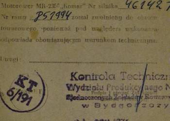 Komar 2350 z fakturą zakupu 1970r