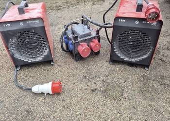 dmuchawy z ciepłym powietrzem na budowe + rozdzielnia + 20 m kabel siłowy