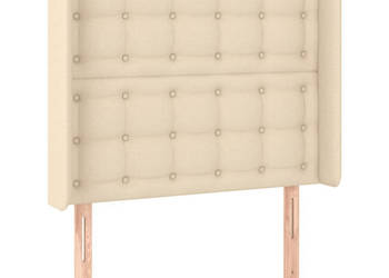 Zagłówek do łóżka z LED kremowy 93x16x118/128 cm tkanina WM-3124469