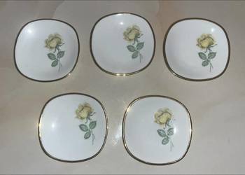 Konfiturówki - 5 sztuk - z żółtą różą. Syg. Hartporzellan.  Germany.