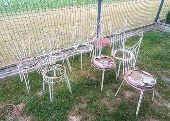 Stare krzesła z drutu metalowe PRL Loft Vintage - 8 sztuk