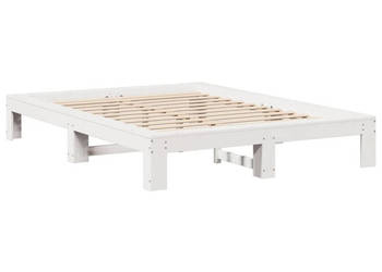 Rama łóżka bez materaca biała lite drewno sosnowe 135x190 cm WM-3308748