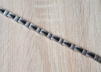 120 Nowa bransoleta męska czarno srebrna stal szlachetna 120 Nowa bransoleta męska czarno srebrna stal szlachetna