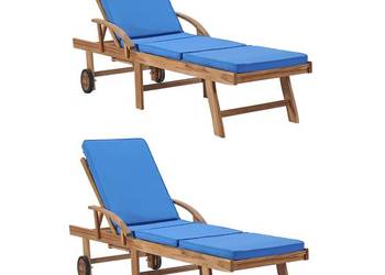 vidaXL Leżaki z poduszkami, 2 szt., lite drewno tekowe(SKU:3054636)