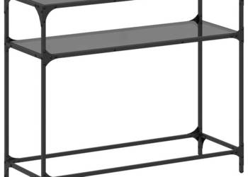 Stolik kawowy z czarnym szklanym blatem 98x35x81 cm stal WM-846027