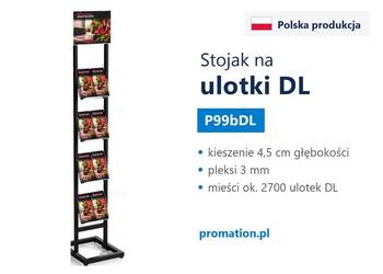 Czarny stojak na ulotki DL z 8 kieszeniami do biura i punktu sprzedaży