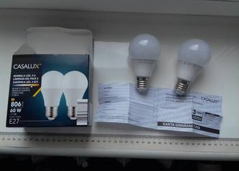 2 żarówki LED E27 7.3W 2700K 806lm, Casalux w pudełku, kolor biały, nieużyw