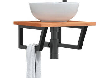 Półka ścienna pod umywalkę stal i lite drewno bukowe WM-3302427