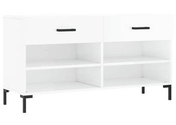Ławka z miejscem na buty wysoki połysk biała 102x35x55 cm WM-829742