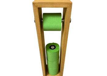 Stojak uchwyt na papier toaletowy drewniany metal chrom orzech buk kolory