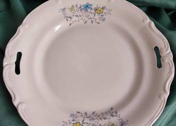 Talerz porcelanowy Tułowice kremowy z uchwytami