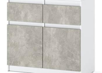 Komoda Oleksa 80cm 2 Szuflady Pojemna Szafka Rtv Do Salonu Biała Mat Beton