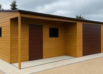 Garaż blaszany drewnopodobny 6x6