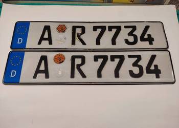 Tablica rejestracyjna Niemcy 2 sztuki A-R7734