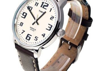 Zegarek Timex Męski 43mm Indiglo 50M Pasek Ecru Skóra Slimline Modowy