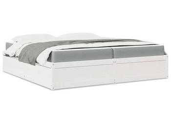 Łóżko z materacem białe lite drewno sosnowe 200x200 cm WM-3281923