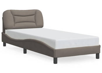 Rama łóżka z zagłówkiem taupe obita tkaniną 80x200 cm WM-3207734